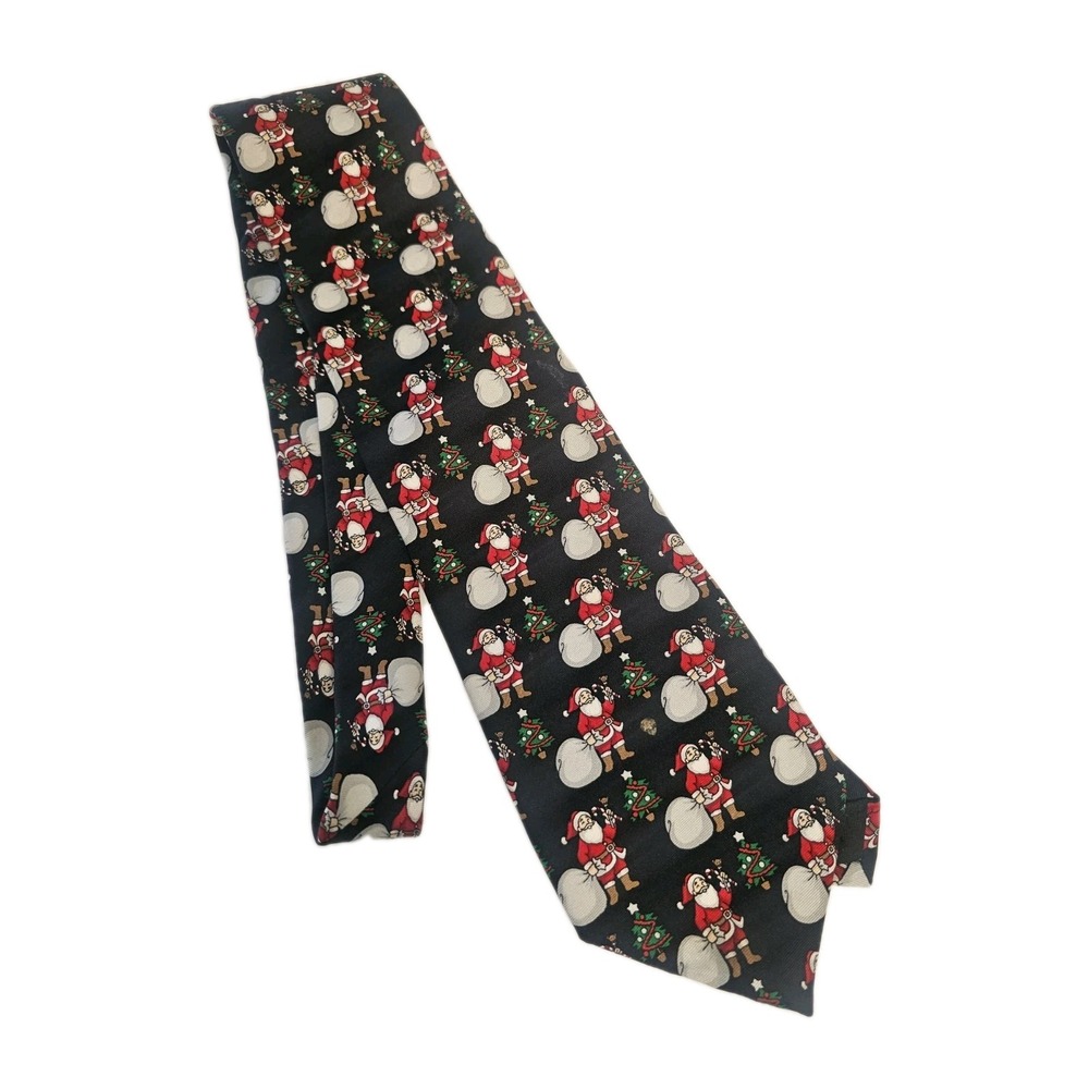 Holiday Traditions By MMG Hallmark Santa Neck Tie Black